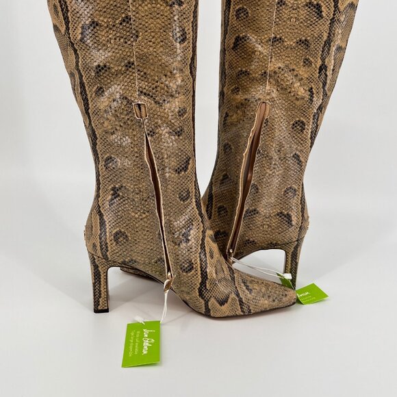 Sam Edelman Sylvia 2 Knee‑High Boot Size 8.5 Tan Python Embossed Leather - Picture 4 of 16